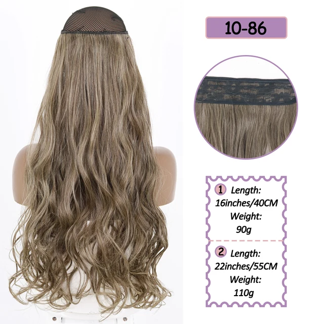 Synthetic No Clip Halo Hidden Hair Extension Ombre Artificial Natural Fake False Long Short Straight Hairpiece Blonde For Women 10-86