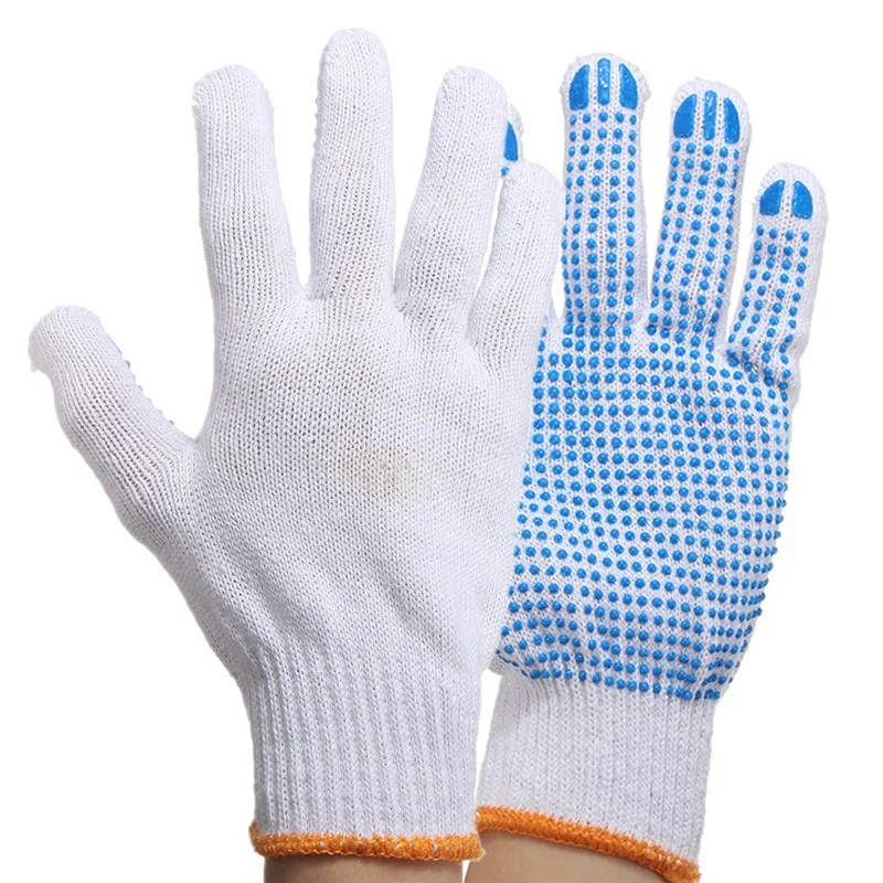 

1 pair Work Protective GlovesWith Rubber Dots Anti Slip Gloves Hand Safety Garden Labor Working Elastic Cuff Breathable Comfort
