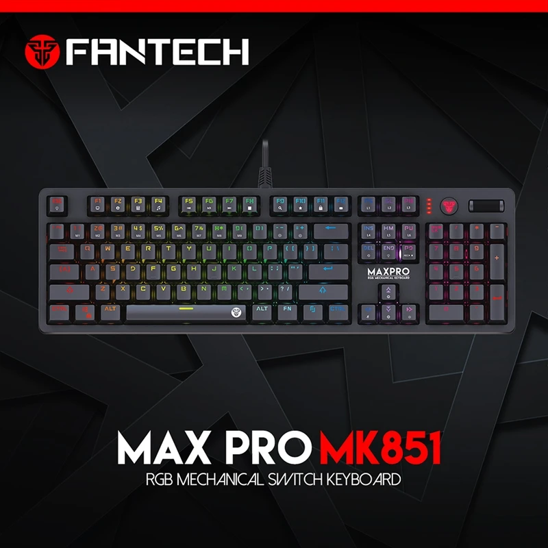 FANTECH MK851 RGB Mechanical Keyboard English Professional Gaming for PUBG FPS LOL Gamer(Blue Shaft) | Компьютеры и офис