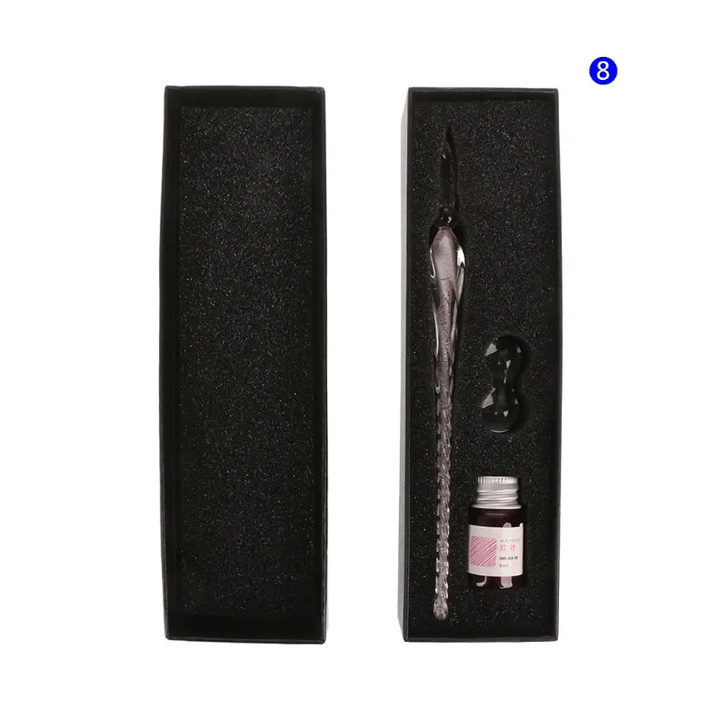 Кристалл Стекло Dip Ручка Набор неуглеродистых чернил перьевая ручка для подписи пишущие инструменты - Цвет: Light Pink