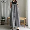 Celmia Fashion Women Vintage Plaid Jumpsuits Wide Leg Pants Fashion Sleeveless Casual Loose Trousers Playsuits Plus Size Overall ► Photo 2/6