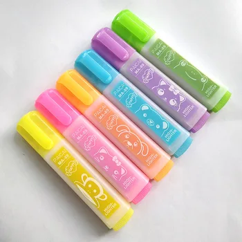 

Cartoon 6 colors Animal Highlighter Kawaii Big capacity Drawing Painting Art Marker Pen School supplies Stationery gift