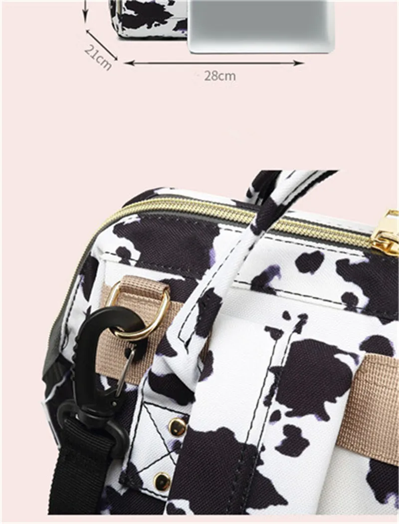 Fashion Lady Diaper Bags Cow Printed Baby Mummy Nappy Backpacks Multi-functional Large Capacity Family Travel Out Maternity Bags01