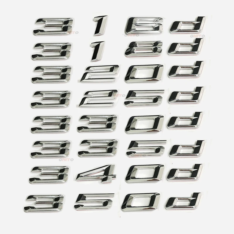 

For BMW 318d 320d 325d 330d Car Trunk Rear Emblem Badge Letters 3D Chrome Discharge Capacity Car Model Refitting Badge Sticker