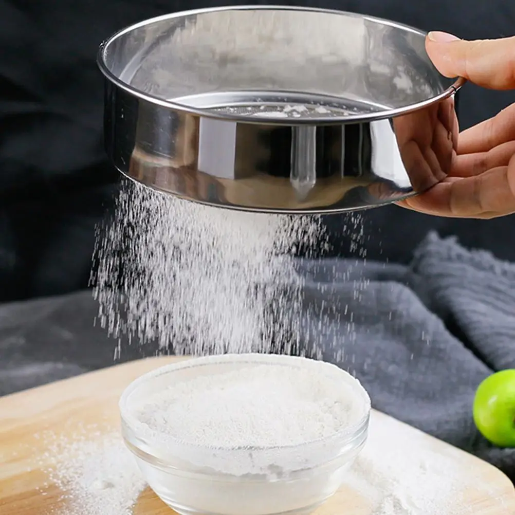 Stainless Steel Fine Mesh Flour Sifter Handheld Sifting Sieve Strainer Round Cake Baking Sugar Filter | Дом и сад