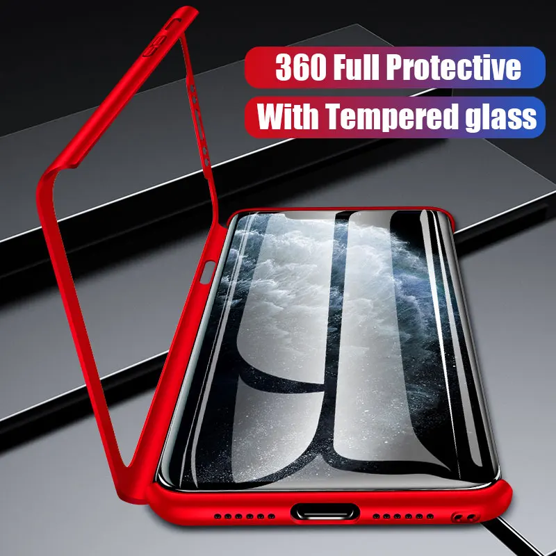 Защитный чехол для iPhone 8 7 Plus 6 6s 5 5S X 10 SE Твердый с полным покрытием 11 Pro XR Xs Max ПК 360 |