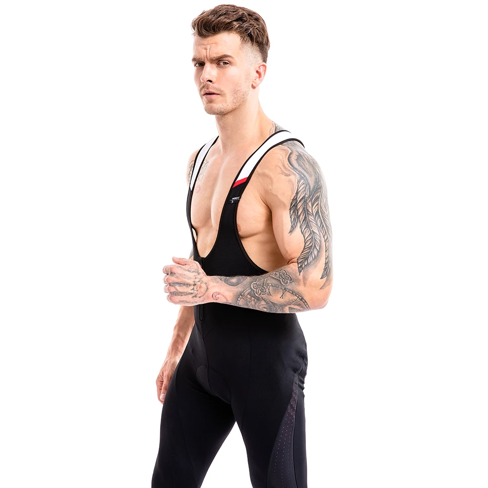 RION Men's Winter Thermal Fleece Cycling Bib Pants Mountain Bike Zipper Cycling Tights Pro Team Gel Padded MTB Bike Long Pants cycling pants