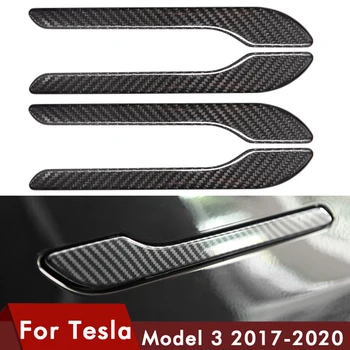 

4Pcs/Set Door Handle For Tesla Model 3 Door Cover Paste Model3 Carbon Fiber ABS Model Y Car Three Accessories ModelY 2020