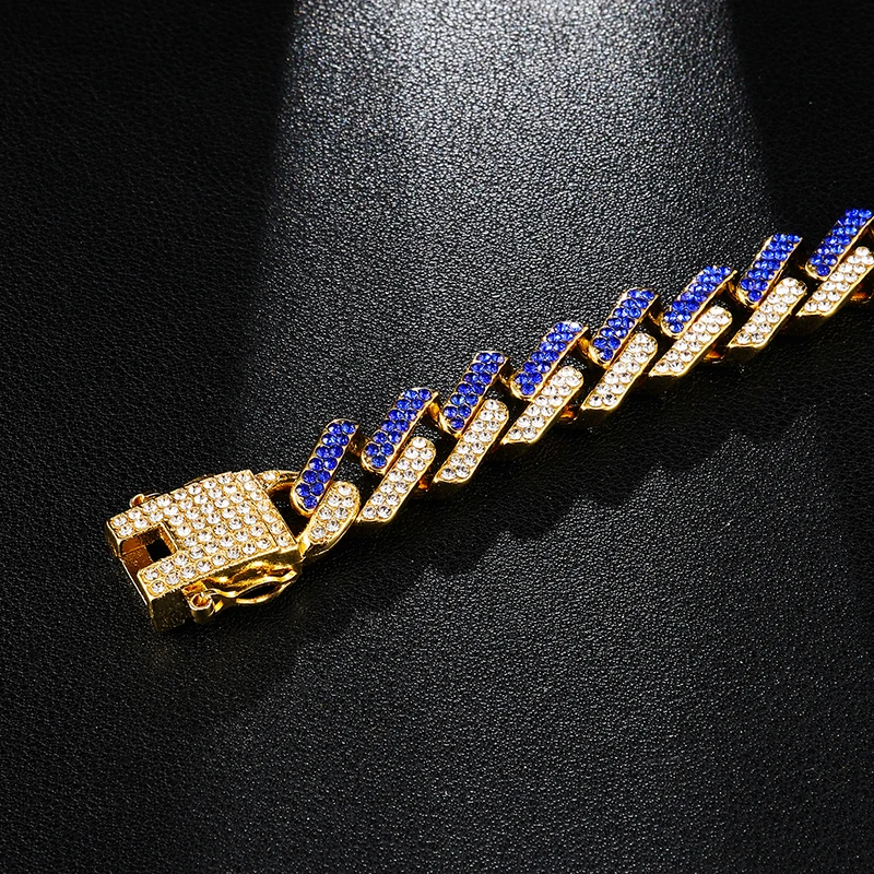 13 мм Bling Iced Out полный горный хрусталь браслет геометрический AAA CZ камень кубинские цепи браслеты для мужчин хип хоп ювелирные изделия