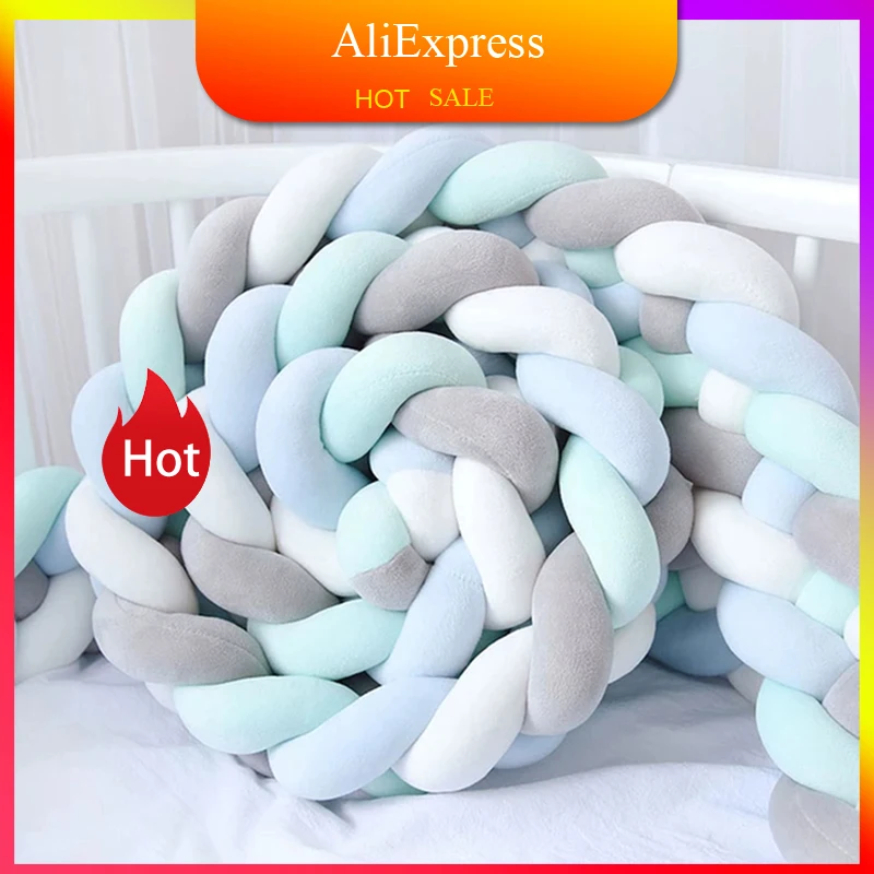 Crib Bumper Protector Room-Decor Nursery-Cradle Baby Bedding Knotted 4-Strands 2M/1M