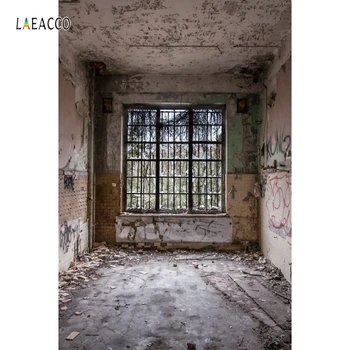 

Laeacco Grunge Deserted House Interior Window Scene Photography Backgrounds Customized Photographic Backdrops For Photo Studio