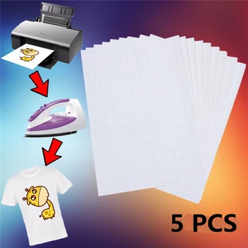 

5pcs/Set T Shirt A4 Transfer Paper Iron On Heat Press Light Fabrics Inkjet Print Printing Paper For T Shirts A4 Craft