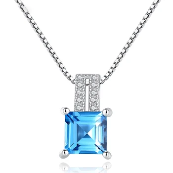 

MetJakt S925 Sterling Silver Sky Sapphire Micro-Inlaid Zircon Fashion All-match Women's Necklace