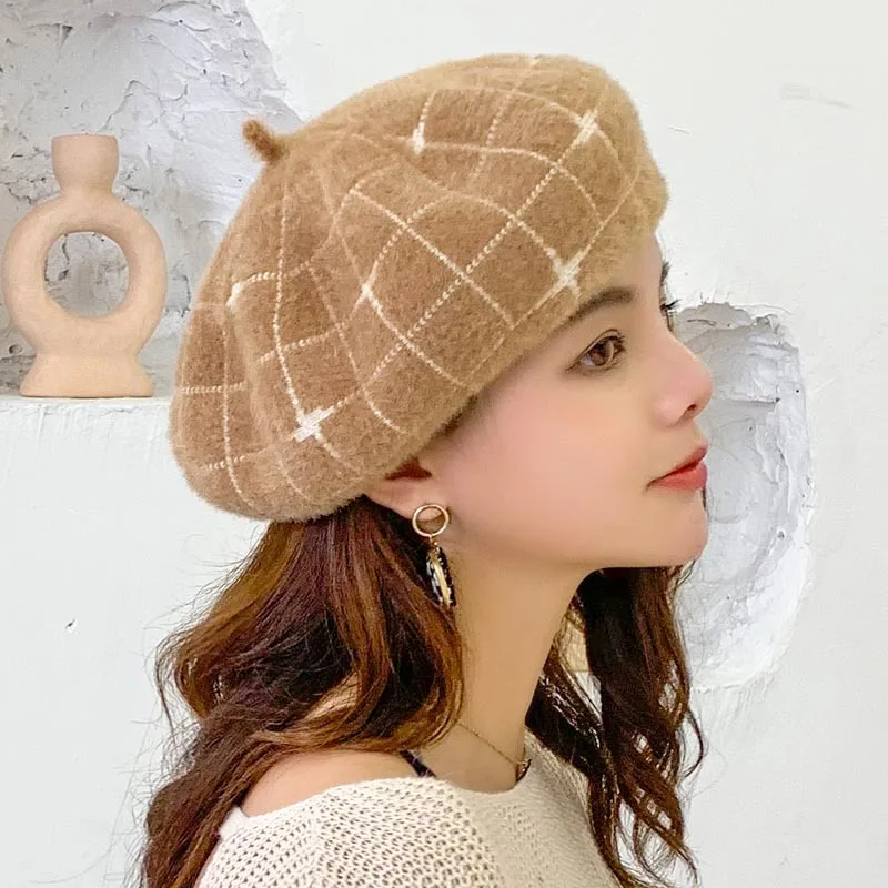 Зимняя шерстяная берет шляпа Женская мода Британский Стиль маляр шляпа шерсть винтажная британская шляпка прочная чашка