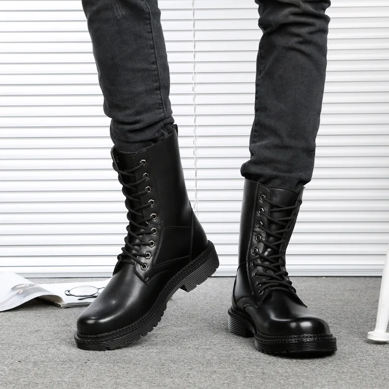 black platform military boots