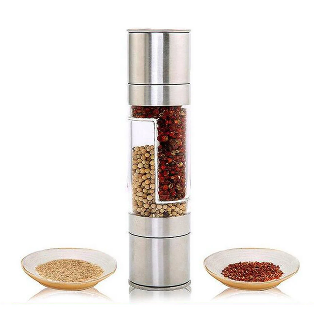 2 in 1 Pepper Grinder Salt Grinder Mill, Stainless Steel Adjustable Coarseness(Coarse to Fine) - - Easy to Use and Clean