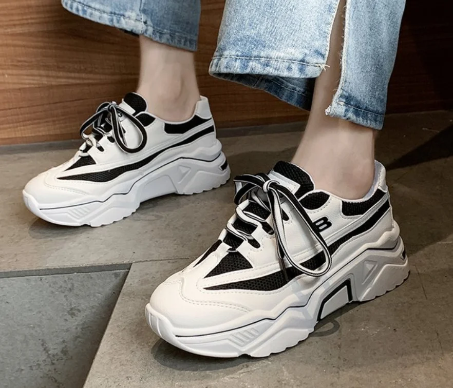 

Women Sneakers White Black Designer Shoes Woman Autumn Winter Chunky Fashion Light Dad Shoes Ladies Platform Footwear