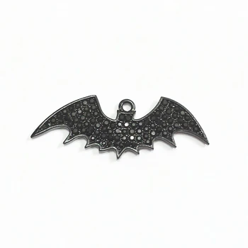 

Newest! 54mm*20mm 10pcs/lot Black Bat With Full Rhinestone Pendants