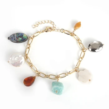

2020 Summer Natural Stone Freshwater Pearl Shell Charm Bracelets