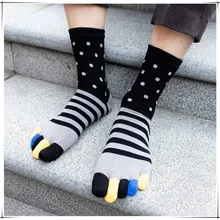 Tube Sock Men Five Finger Short Socks Cotton Candy Color Fashions Business Casual Breathable Happy Socks with Toes Funny Socks