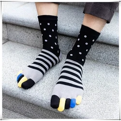 Tube Sock Men Five Finger Short Socks Cotton Candy Color Fashions Business Casual Breathable Happy Socks with Toes Funny Socks