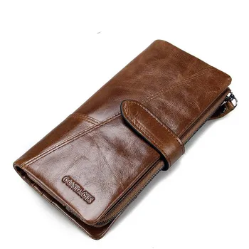 

Fashion Stitching Long Leather Men's Wallet European and American Tri-fold Card Holder Wallets Clutch Bags Large Capacity Purses