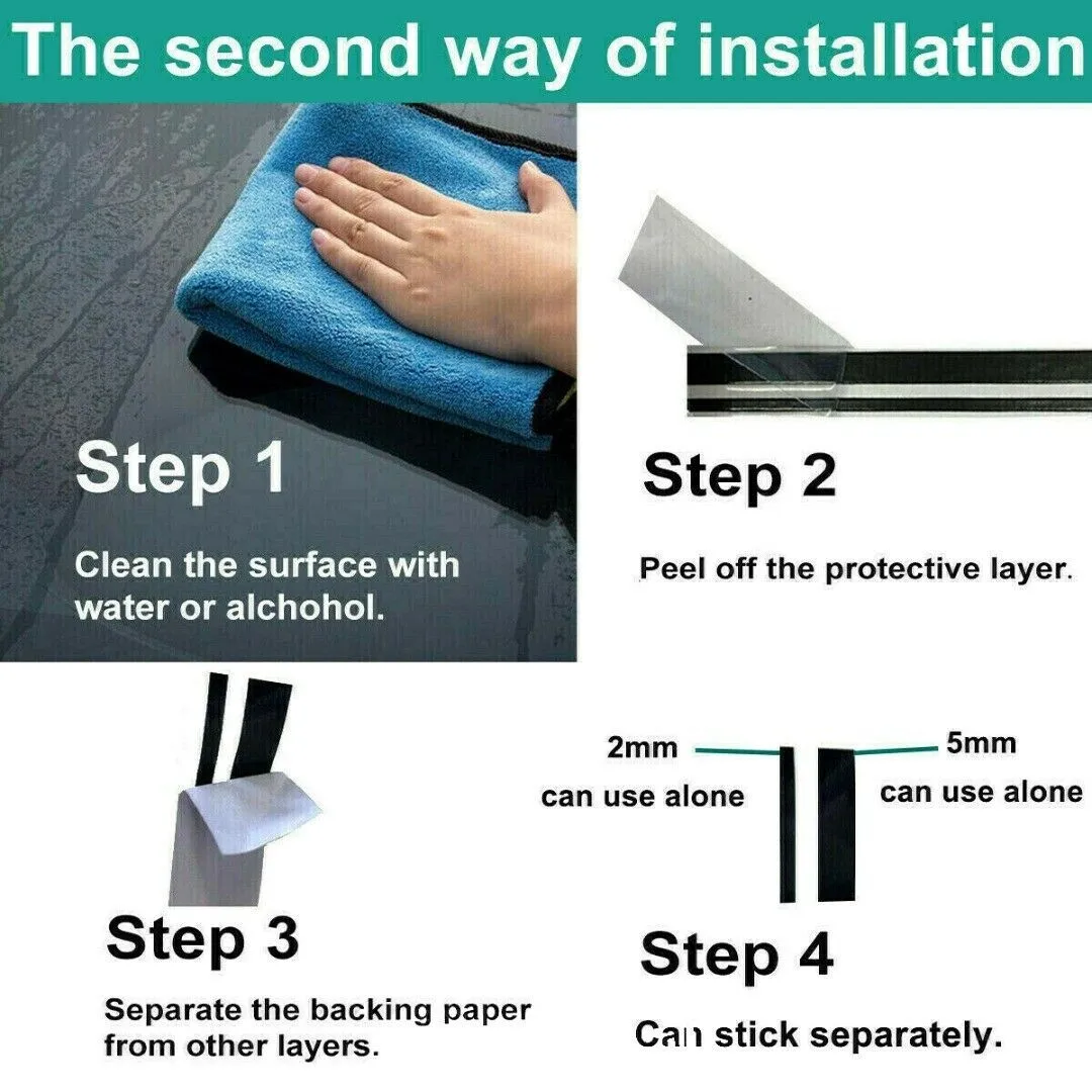 2 рулона 32 фута полосатая наклейка Виниловая лента наклейки серебряные черные