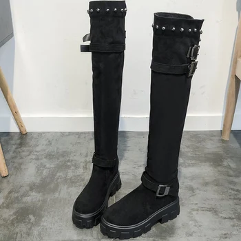 

Thigh Women High Boots 2020 Winter Fashion Platform Sock Boots Women Shoes Warm Fur High Heeled Knee High Boots