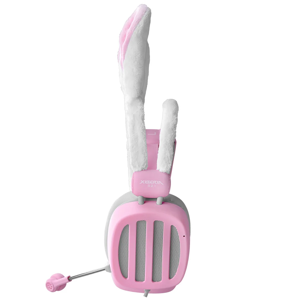 Розовые наушники в форме кролика для девушек милая и красивая домашняя гарнитура