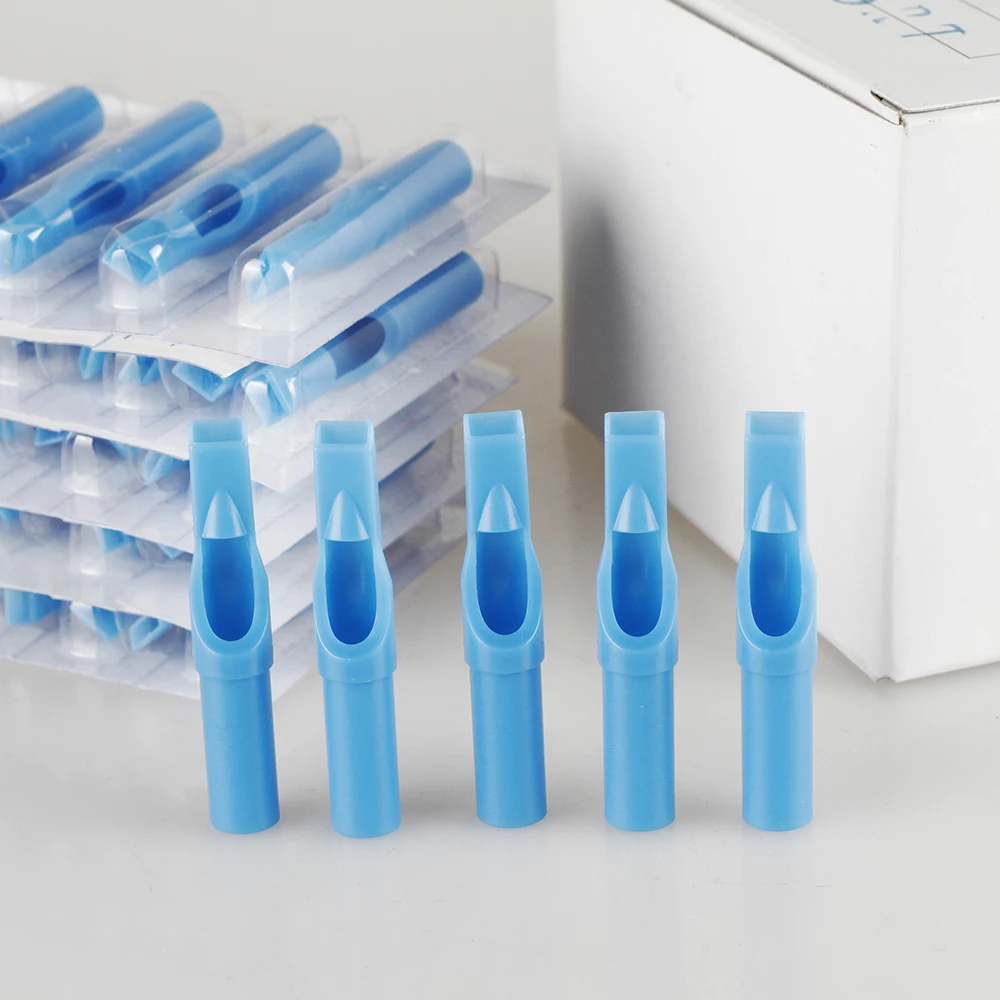 50Pcs 5/7/9/11/13/15FT Plastic Disposable Tattoo Nozzle Tips Disposable Sterile Needle Tube Tattoo Machine Flat Needle Tips