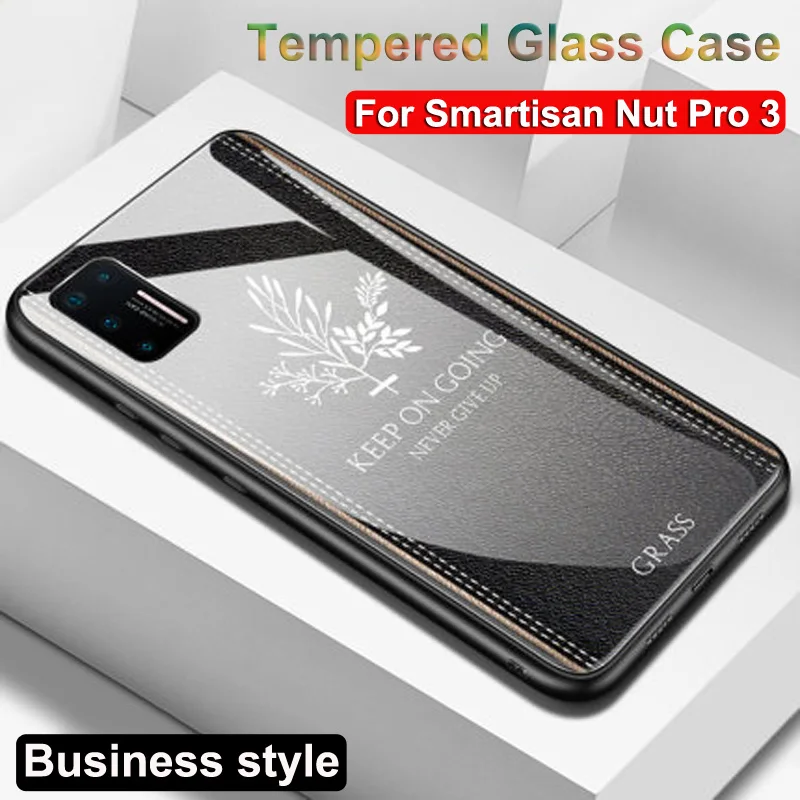 

Business style Glass Phone Case For Smartisan Nut Pro 3 Cases TPU Frame tempered glass Hard Cover For Smartisan Nut Pro 3 Pro3