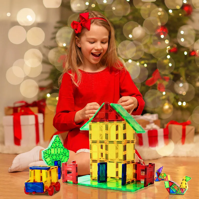 Romboss Big Size 3D Magnetic Tiles Building Blocks Magnet Constructor Brick Sets Educational Toys for Children Gifts