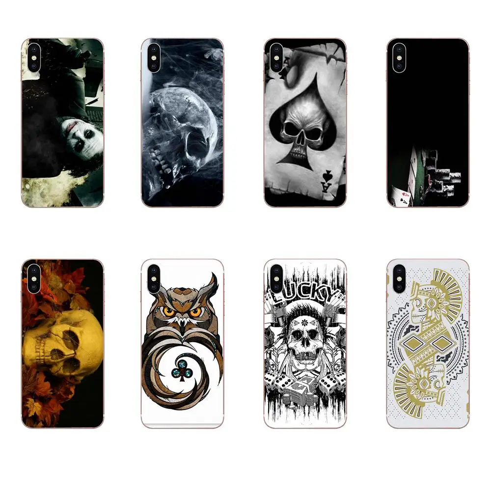 

Soft Cellphone Transparent Poker Card Skull For LG G2 G3 G4 G5 G6 G7 K4 K7 K8 K10 K12 K40 Mini Plus Stylus ThinQ 2016 2017 2018