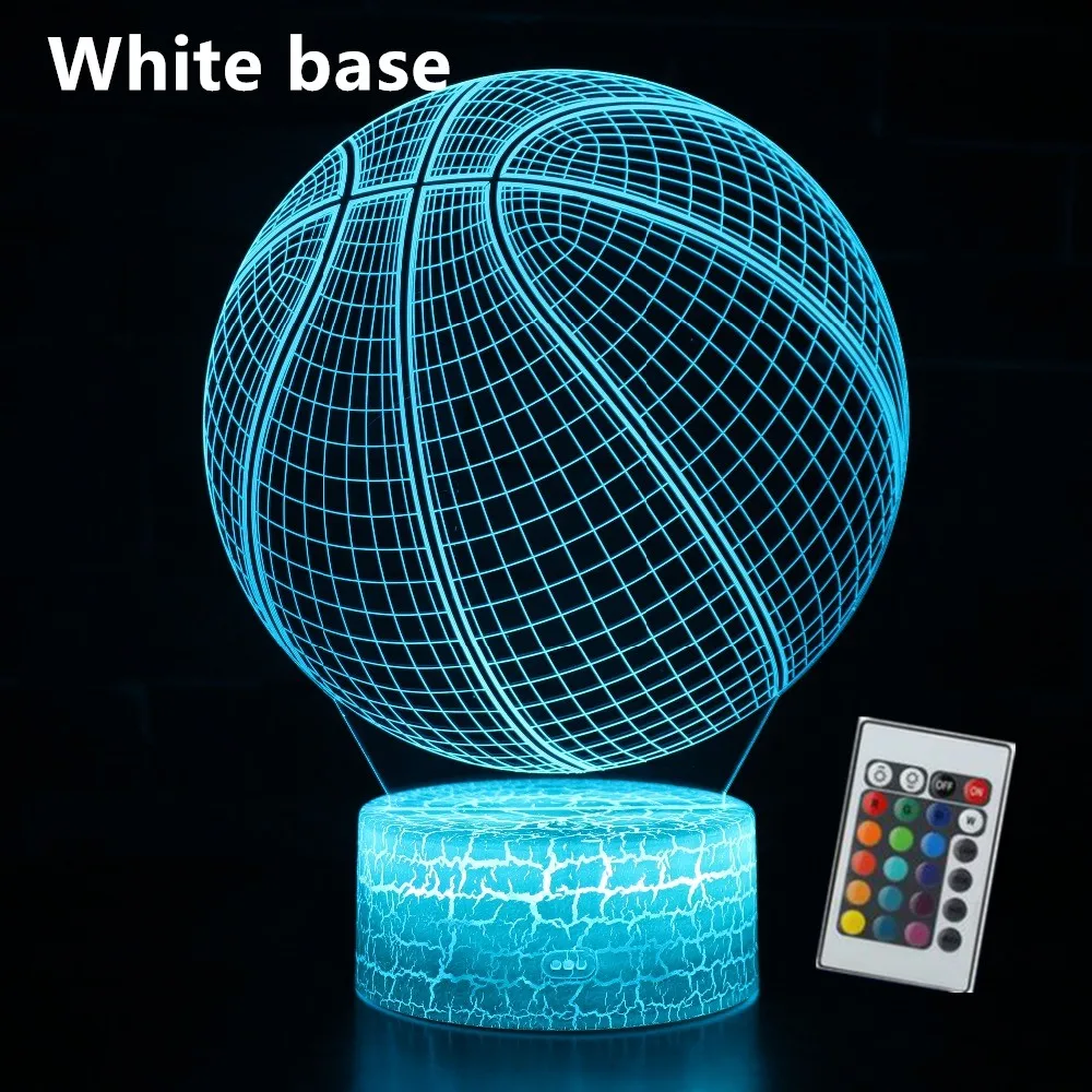 Basketball whitebase 3D Vision лампа в виде баскетбольного мяча 7 цветов светодиодный сенсорный ночник с пультом дистанционного управления Рождественское украшение стола футбольный подарок товары для баскетбола - Цвет: Basketball whitebase