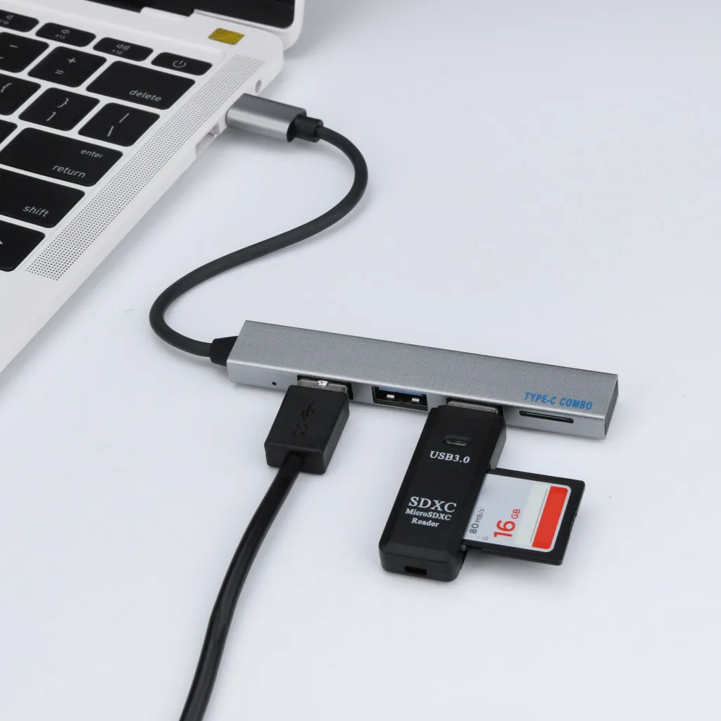 Серый OMESHIN 3 порта USB C концентратор Тип C разветвитель с TF кард-ридером для Macbook Pro iMac PC Аксессуары для ноутбуков USB-C концентратор - Цвет: Серый