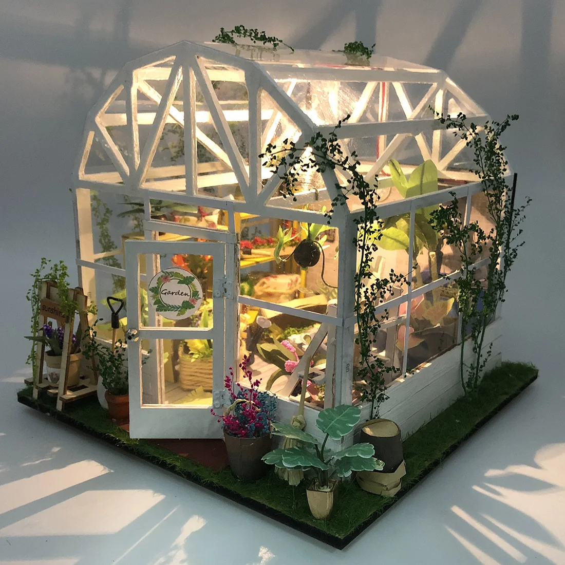 

Free Shipping DIY Creative Handmade Theme Wooden Cabin Assembly Building Model Toy Set With Light - Romantic Flower House