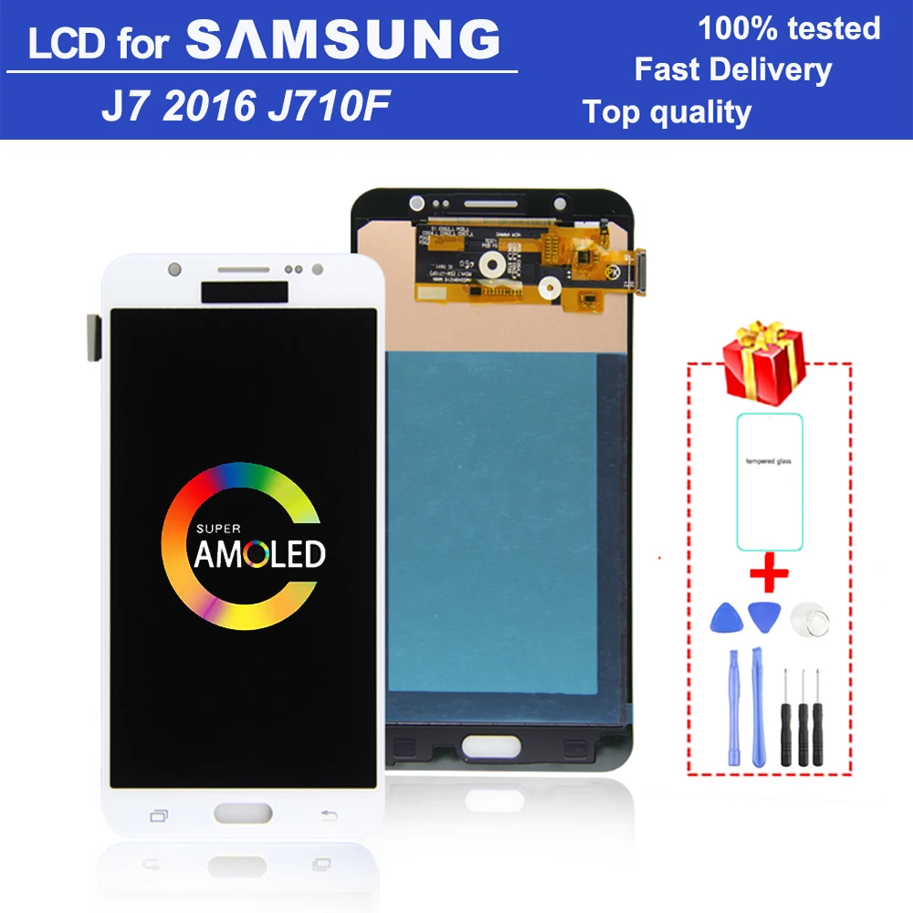 

5.5" Super AMOLED LCD monitor for Samsung Galaxy J7 2016 J710 J710F LCD display touch screen Replacement digitizer assembly