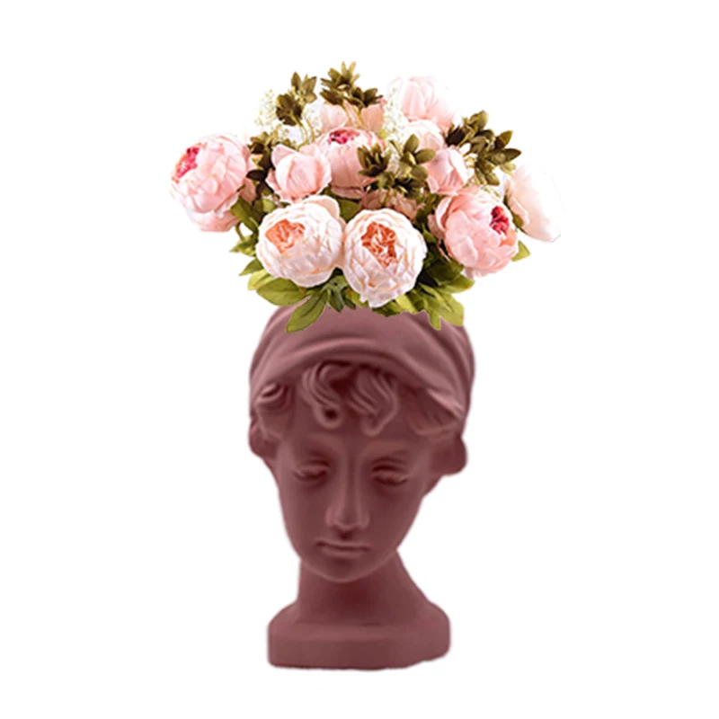 

Portrait Maiden Vase Decorative Ceramic Vase Of Artistic Flowers Female Planter Head Flower Classic Home Decoration Accessories