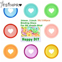 24mm/1 pouce BRICOLAGE DISCBOUND DISQUES 50/100pcs Coeur Forme Contraignante Accessoires discbound Disques Planificateur BRICOLAGE LF19 308 