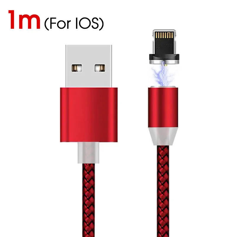 Магнитный кабель Micro type-C для быстрой зарядки iPhone, 1 м, 2 м, магнитный кабель usb type-C для мобильного телефона huawei, Xiaomi - Цвет: Red