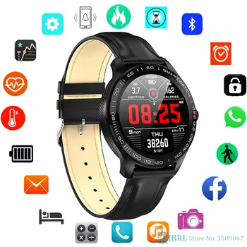 

Leather Wristband mens women Smart Watch Android IOS multi-sport mode Bluetooth music Smart band ladies fitness bracelet mens
