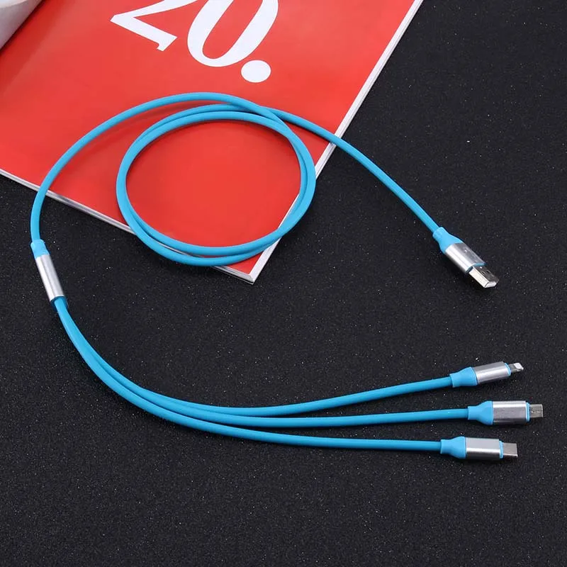 

3 In 1 1.2m USB Cable Micro USB Type-C for Lightning Charging Cables for iPhone Samsung Xiaomi VH99