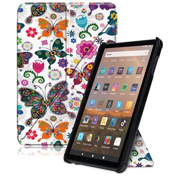 

Cover For All-New Kindle Fire HD 8 / 8 Plus case 2020 Premium Leather Ultra Slim Lightweight with Auto Sleep Wake Flower Stand