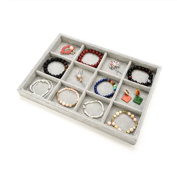 

2020 New Grey Velvet Jewelry Tray Jewelllery Storage Box Watch Holder Necklace Ring Earrings Pendant Display Organizer Series