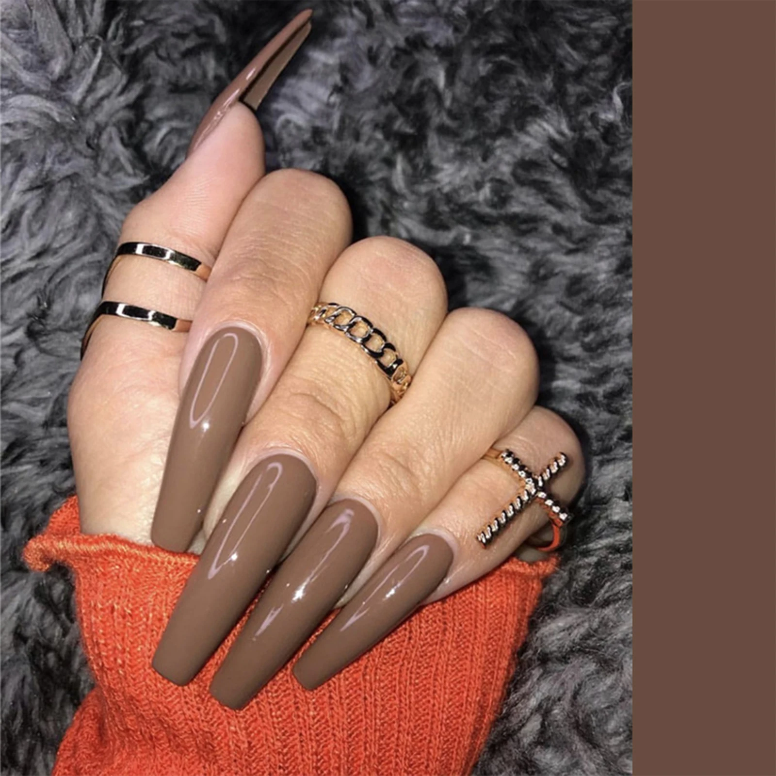 Uñas postizas para manicura, cobertura total de puntas de uñas acrílicas,  24 Uds. Falso desmontable, calabaza bailarina, ataúd|Uñas postizas| -  AliExpress