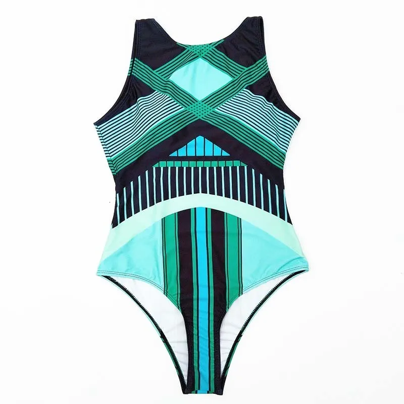 Сексуальный цельный купальник закрытый купальник с принтом женский ...