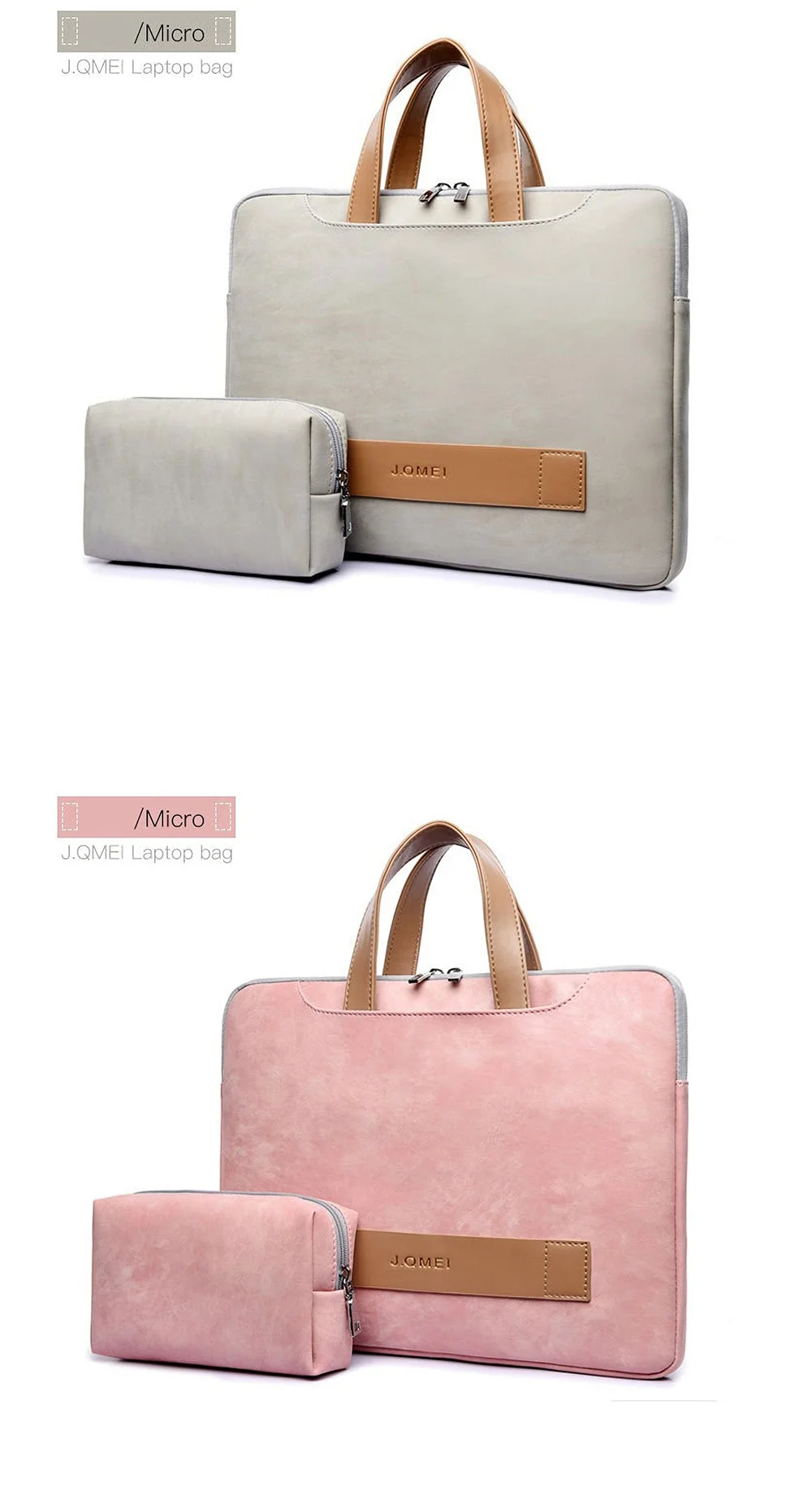 13.3/14 15.6 inch Portable Laptop Bag Waterproof PU Leather Laptop Case Casual Business Handbag for Men and Women