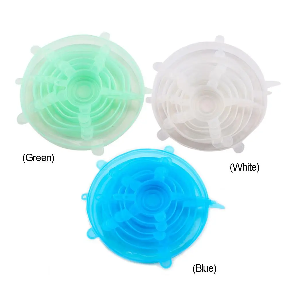 6pcs Multifunction Kitchen Storage Silicone Fresh Sealed Cover Reusable Food Wrap Stretch Pot Lid Organization Fresh-keeping | Дом и сад
