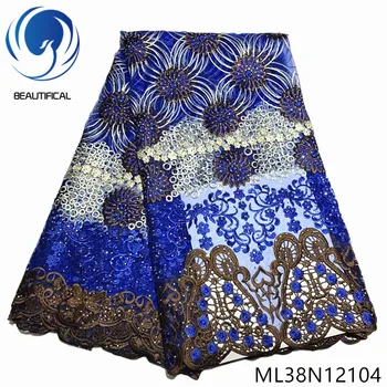 

BEAUTIFICAL african lace fabrics multi embroidery tulle lace fabric with stones 5yards/lot High quality nigerian fabric ML38N121