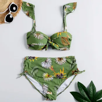 

2020 New Arrival Split Bathing Suit Fashion Floral Printing Underwear Set Push Up Padded Female Intimates Lengerie ropa de playa